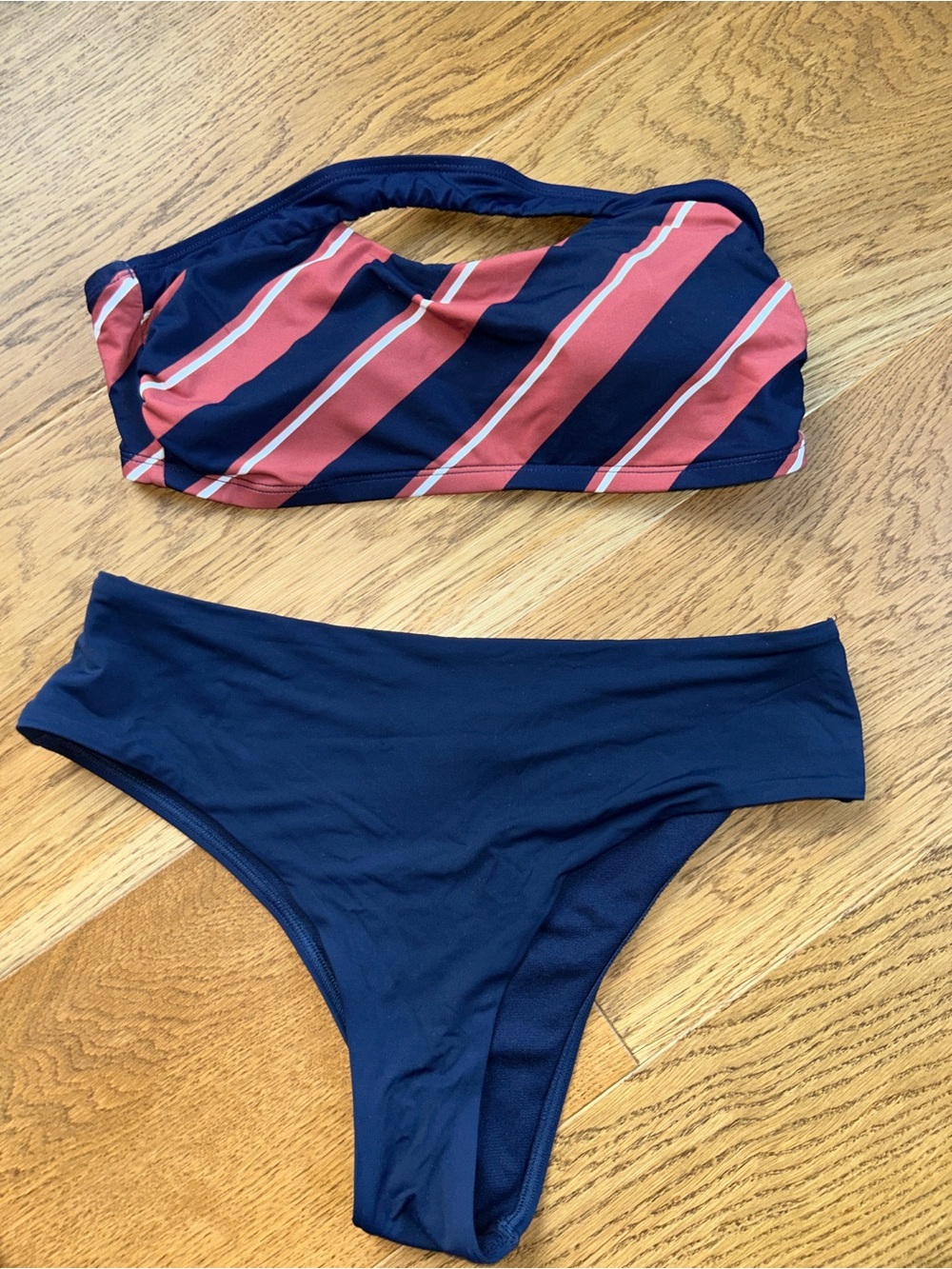 La Vie En Rose Striped Navy Bikini Set